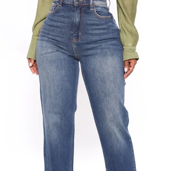 Stretch High Rise Straight Leg Jeans - Vintage Blue Wash - FASHION NOVA - Picture 7 of 9